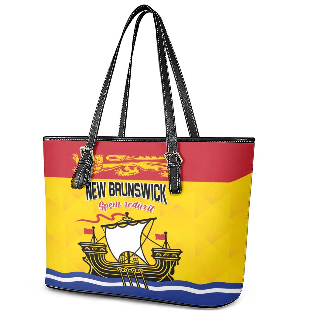 Canada New Brunswick Province Leather Tote Bag Golden Lion Lymphad