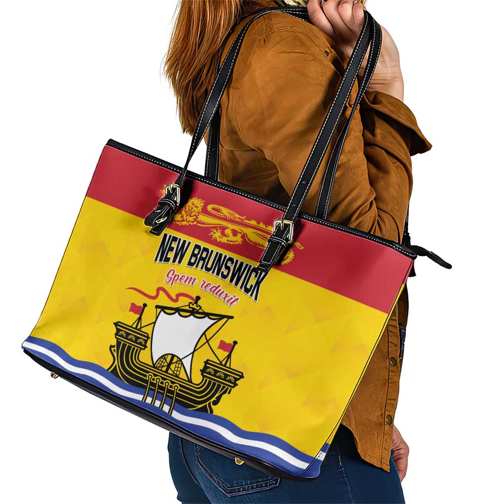 Canada New Brunswick Province Leather Tote Bag Golden Lion Lymphad
