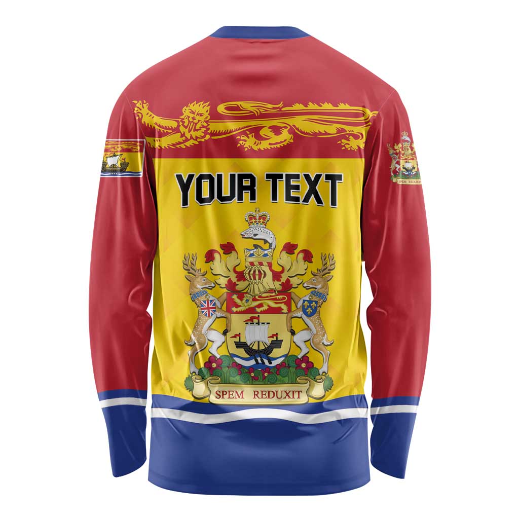 Personalized Canada New Brunswick Province Long Sleeve Shirt Golden Lion Lymphad