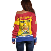 Personalized Canada New Brunswick Province Off Shoulder Sweater Golden Lion Lymphad