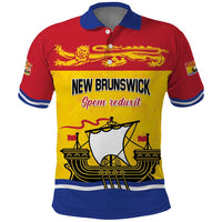 Personalized Canada New Brunswick Province Polo Shirt Golden Lion Lymphad