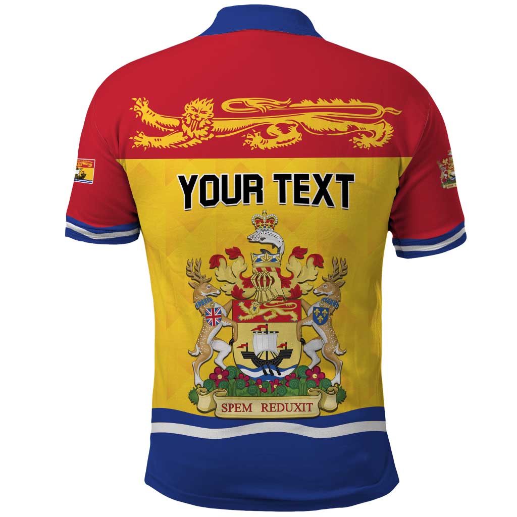 Personalized Canada New Brunswick Province Polo Shirt Golden Lion Lymphad