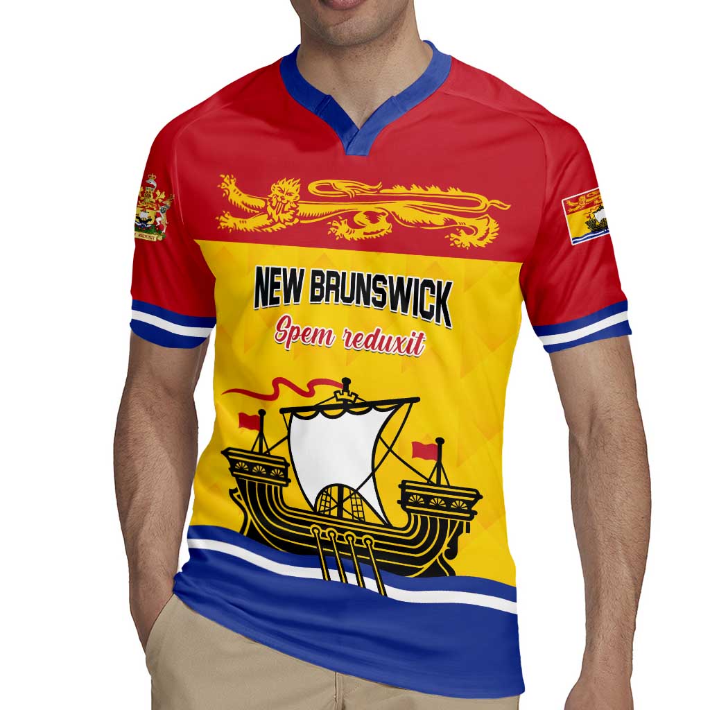 Personalized Canada New Brunswick Province Rugby Jersey Golden Lion Lymphad