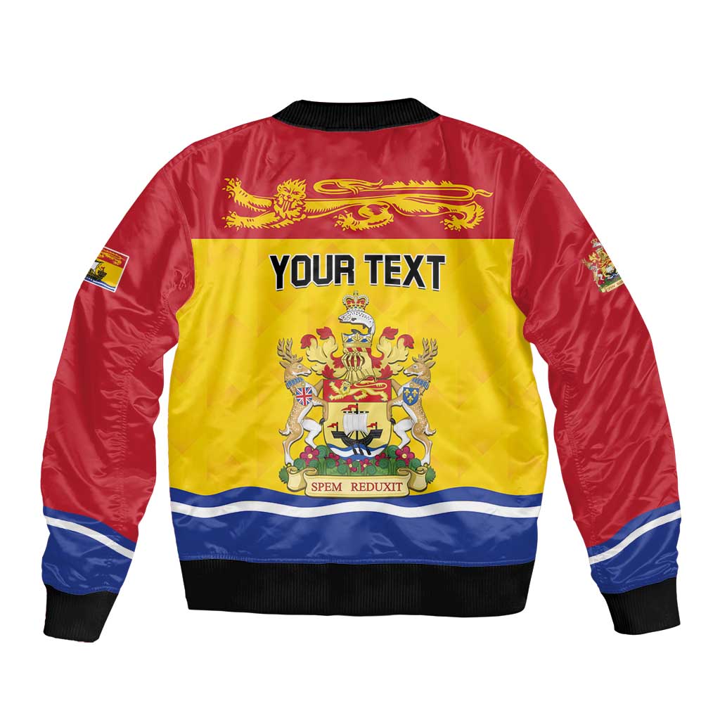 Personalized Canada New Brunswick Province Sleeve Zip Bomber Jacket Golden Lion Lymphad