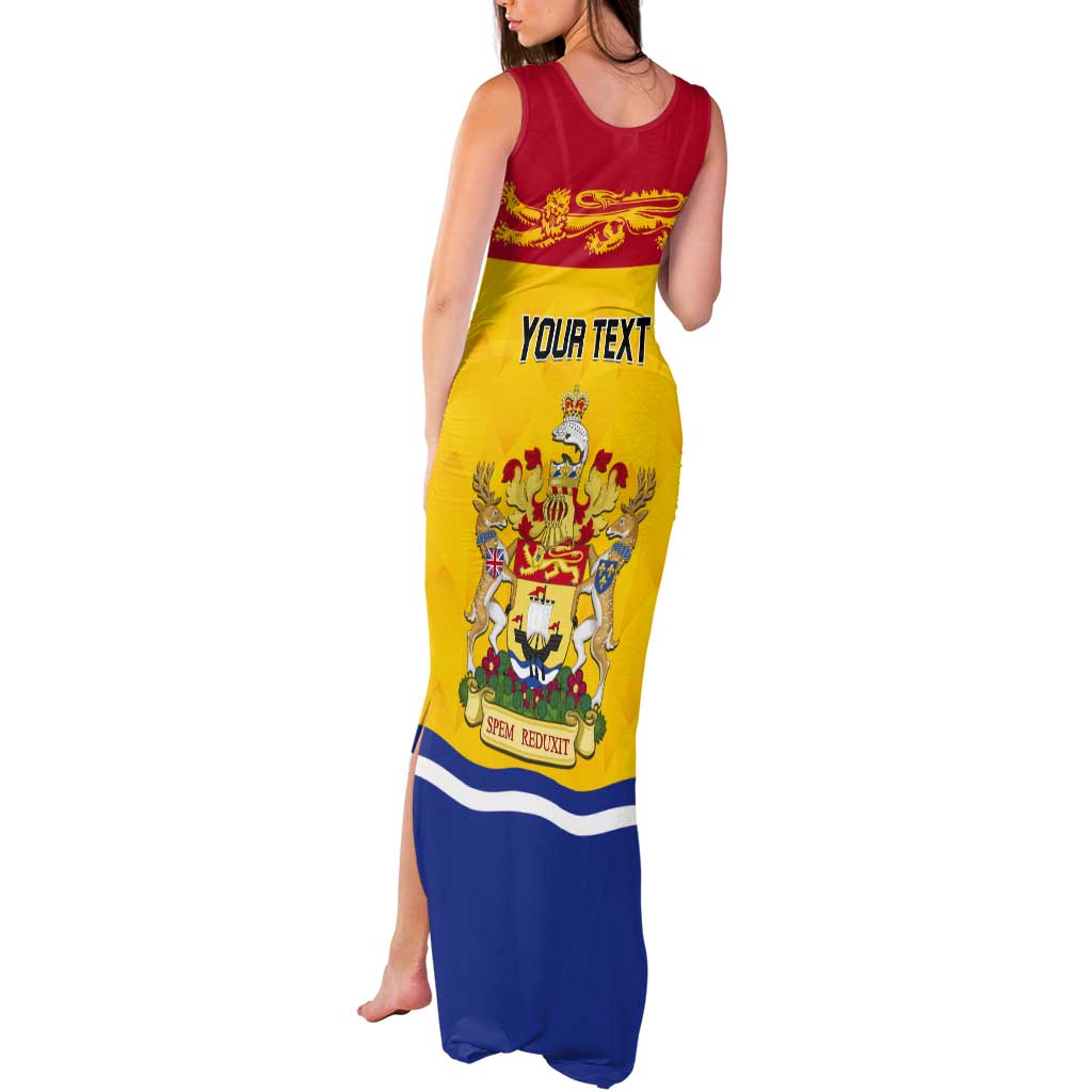 Personalized Canada New Brunswick Province Tank Maxi Dress Golden Lion Lymphad