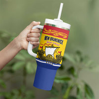 Personalized Canada New Brunswick Province Tumbler With Handle Golden Lion Lymphad