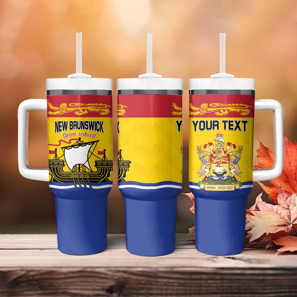 Personalized Canada New Brunswick Province Tumbler With Handle Golden Lion Lymphad