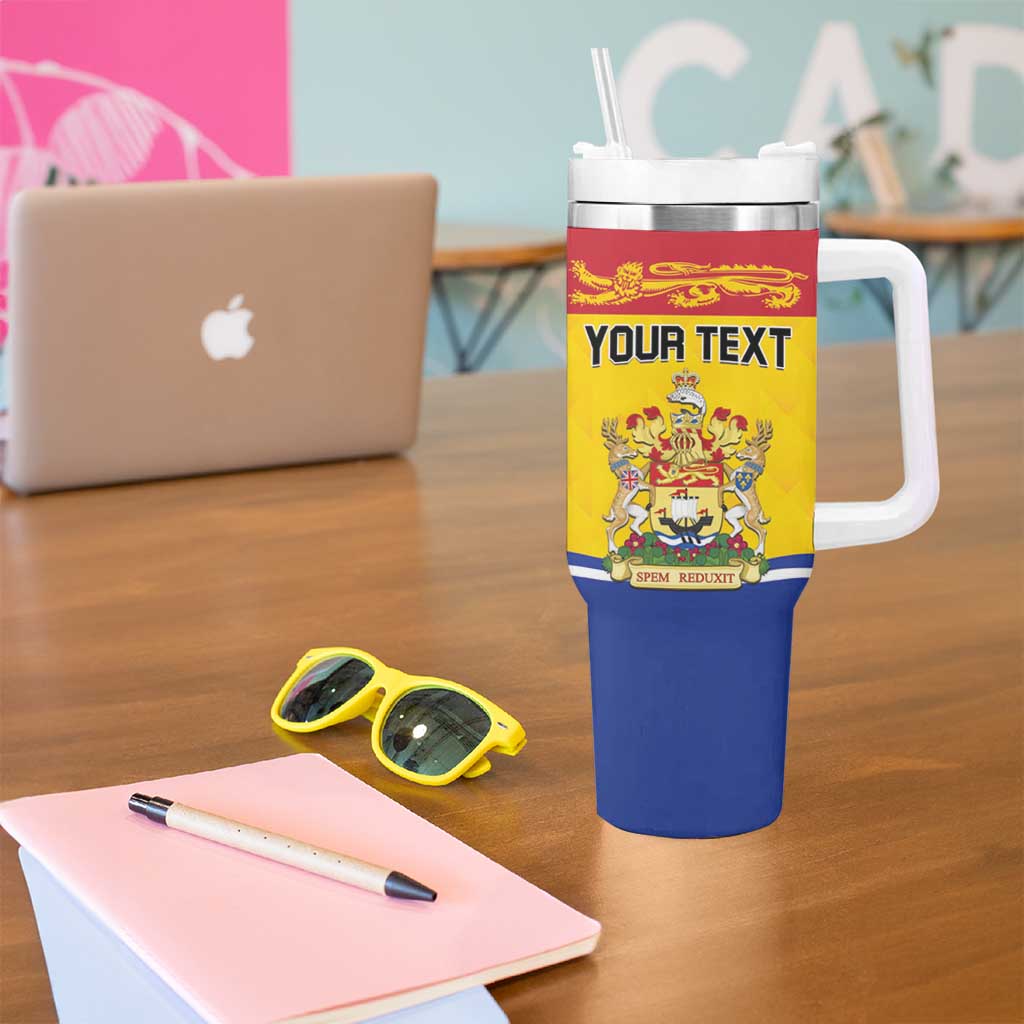 Personalized Canada New Brunswick Province Tumbler With Handle Golden Lion Lymphad