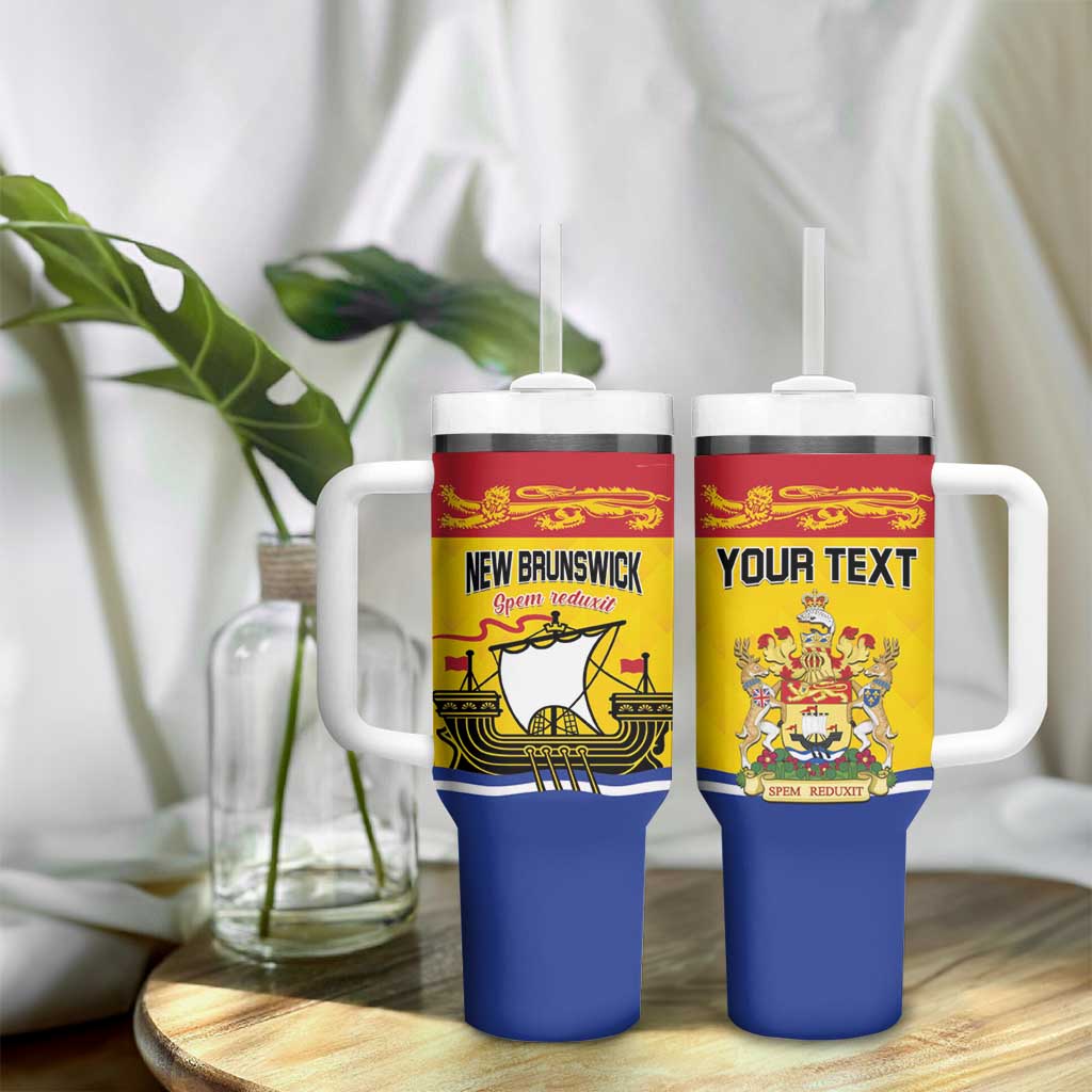 Personalized Canada New Brunswick Province Tumbler With Handle Golden Lion Lymphad