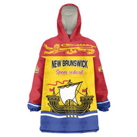 Personalized Canada New Brunswick Province Wearable Blanket Hoodie Golden Lion Lymphad