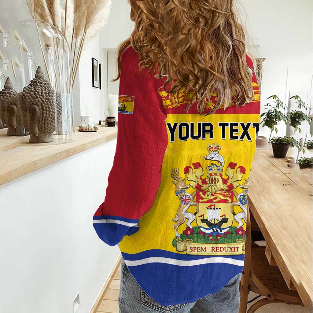Personalized Canada New Brunswick Province Women Casual Shirt Golden Lion Lymphad