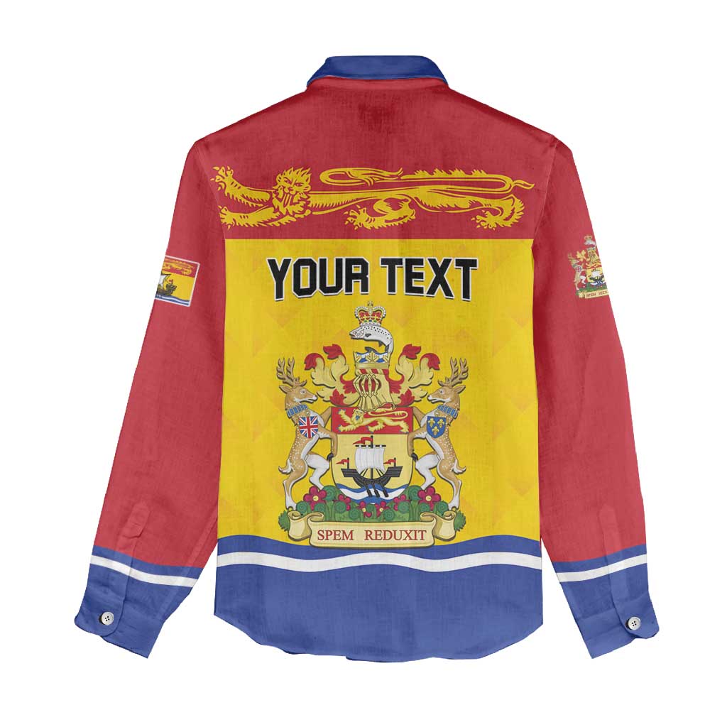 Personalized Canada New Brunswick Province Women Casual Shirt Golden Lion Lymphad