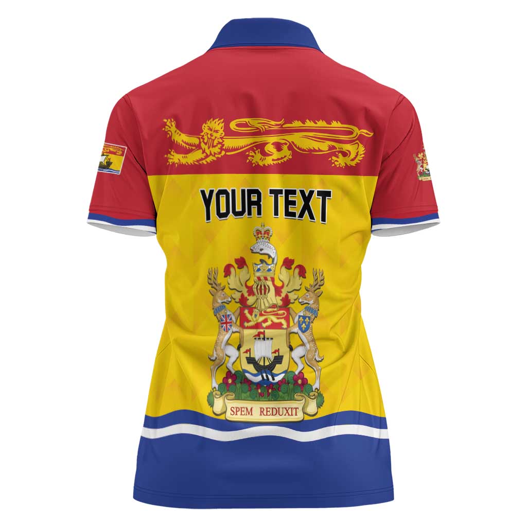 Personalized Canada New Brunswick Province Women Polo Shirt Golden Lion Lymphad