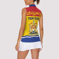 Personalized Canada New Brunswick Province Women Sleeveless Polo Shirt Golden Lion Lymphad