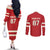 Custom Canada Hockey Couples Matching Off The Shoulder Long Sleeve Dress and Long Sleeve Button Shirt Canada Team Go Champions