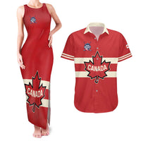 Custom Canada Hockey Couples Matching Tank Maxi Dress and Hawaiian Shirt Canada Team Go Champions