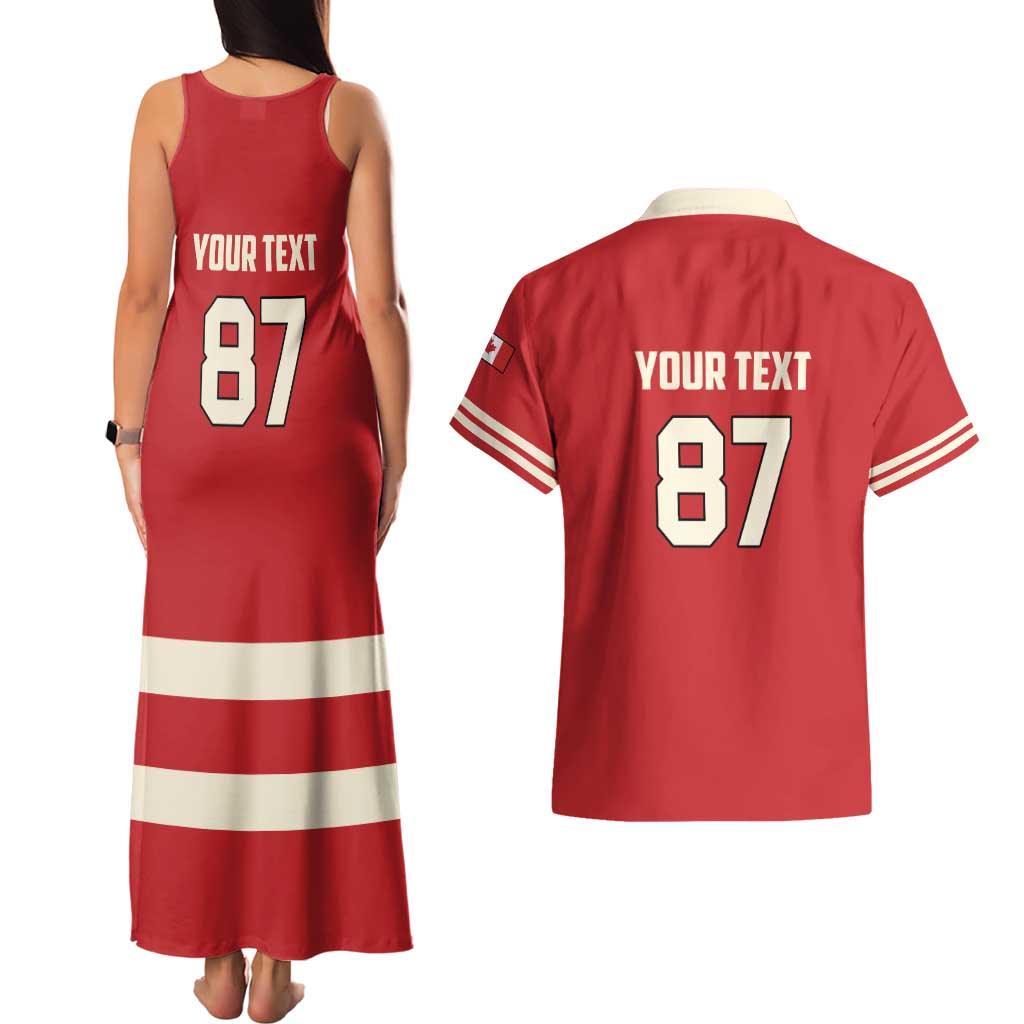 Custom Canada Hockey Couples Matching Tank Maxi Dress and Hawaiian Shirt Canada Team Go Champions