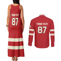 Custom Canada Hockey Couples Matching Tank Maxi Dress and Long Sleeve Button Shirt Canada Team Go Champions