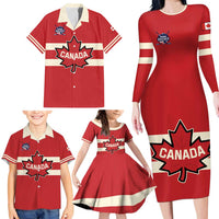 Custom Canada Hockey Family Matching Long Sleeve Bodycon Dress and Hawaiian Shirt Canada Team Go Champions