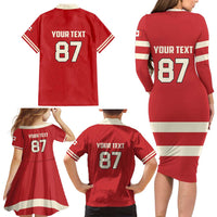 Custom Canada Hockey Family Matching Long Sleeve Bodycon Dress and Hawaiian Shirt Canada Team Go Champions