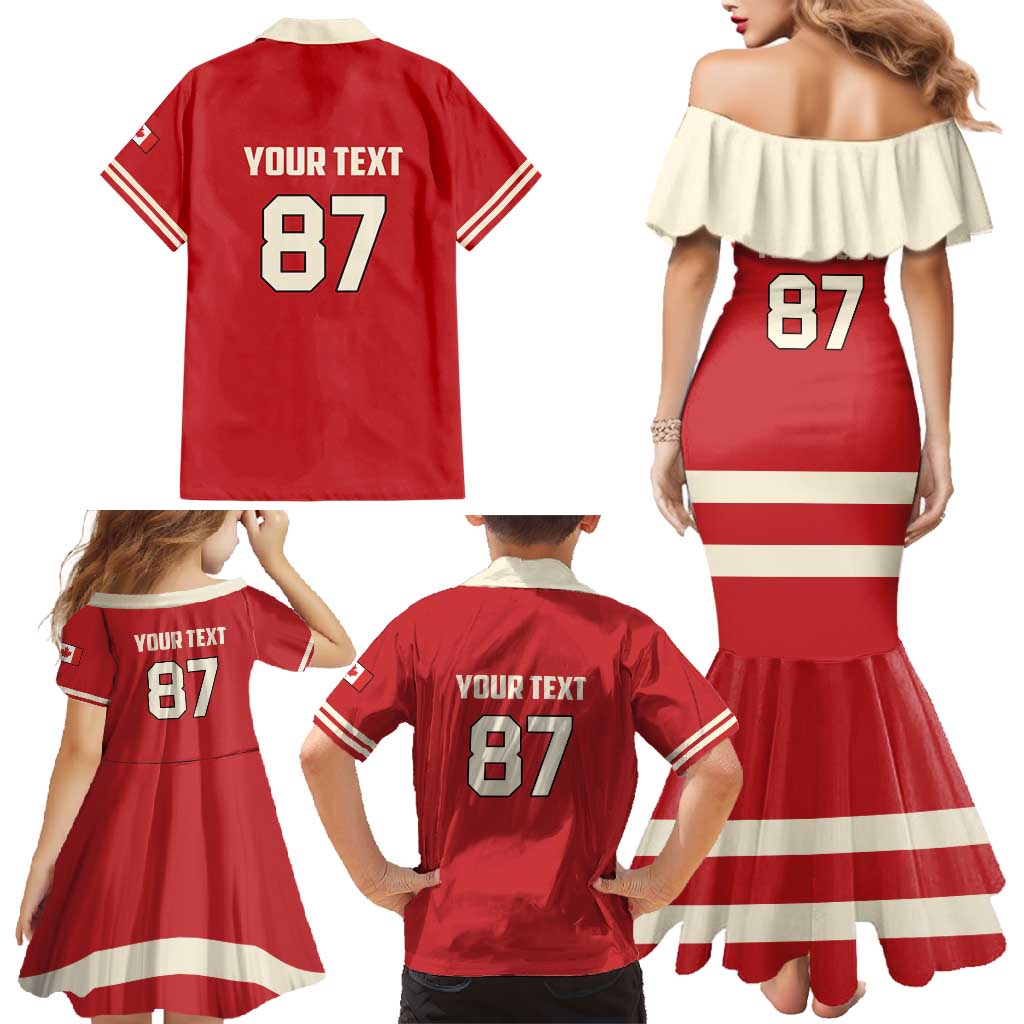 Custom Canada Hockey Family Matching Mermaid Dress and Hawaiian Shirt Canada Team Go Champions