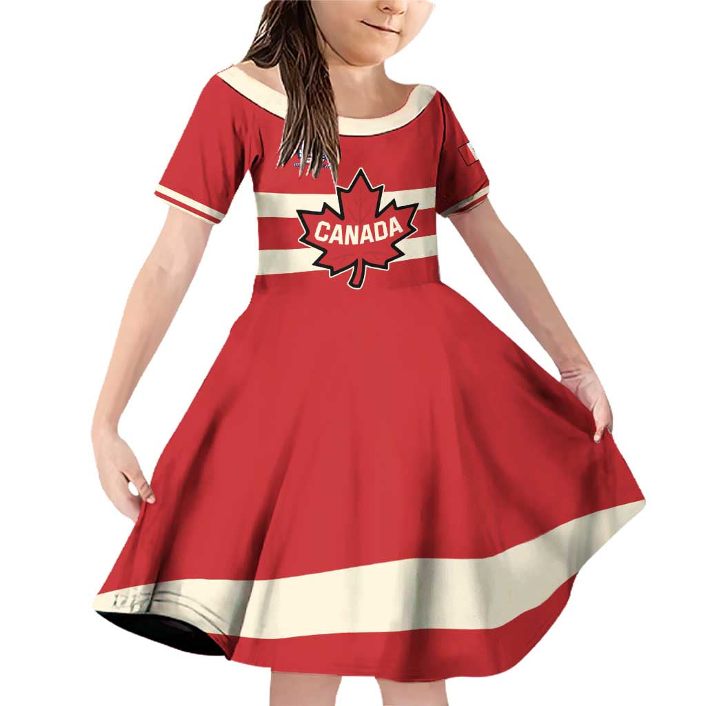 Custom Canada Hockey Family Matching Off Shoulder Short Dress and Hawaiian Shirt Canada Team Go Champions LT01