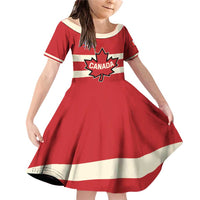 Custom Canada Hockey Family Matching Off Shoulder Short Dress and Hawaiian Shirt Canada Team Go Champions LT01