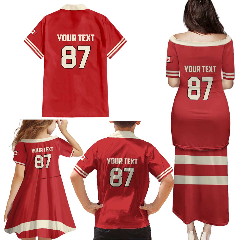 Custom Canada Hockey Family Matching Puletasi and Hawaiian Shirt Canada Team Go Champions