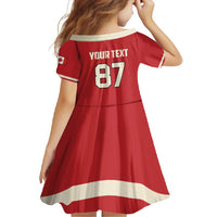 Custom Canada Hockey Family Matching Short Sleeve Bodycon Dress and Hawaiian Shirt Canada Team Go Champions