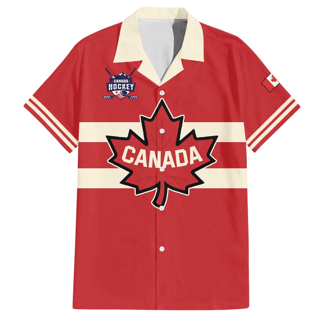 Custom Canada Hockey Family Matching Short Sleeve Bodycon Dress and Hawaiian Shirt Canada Team Go Champions
