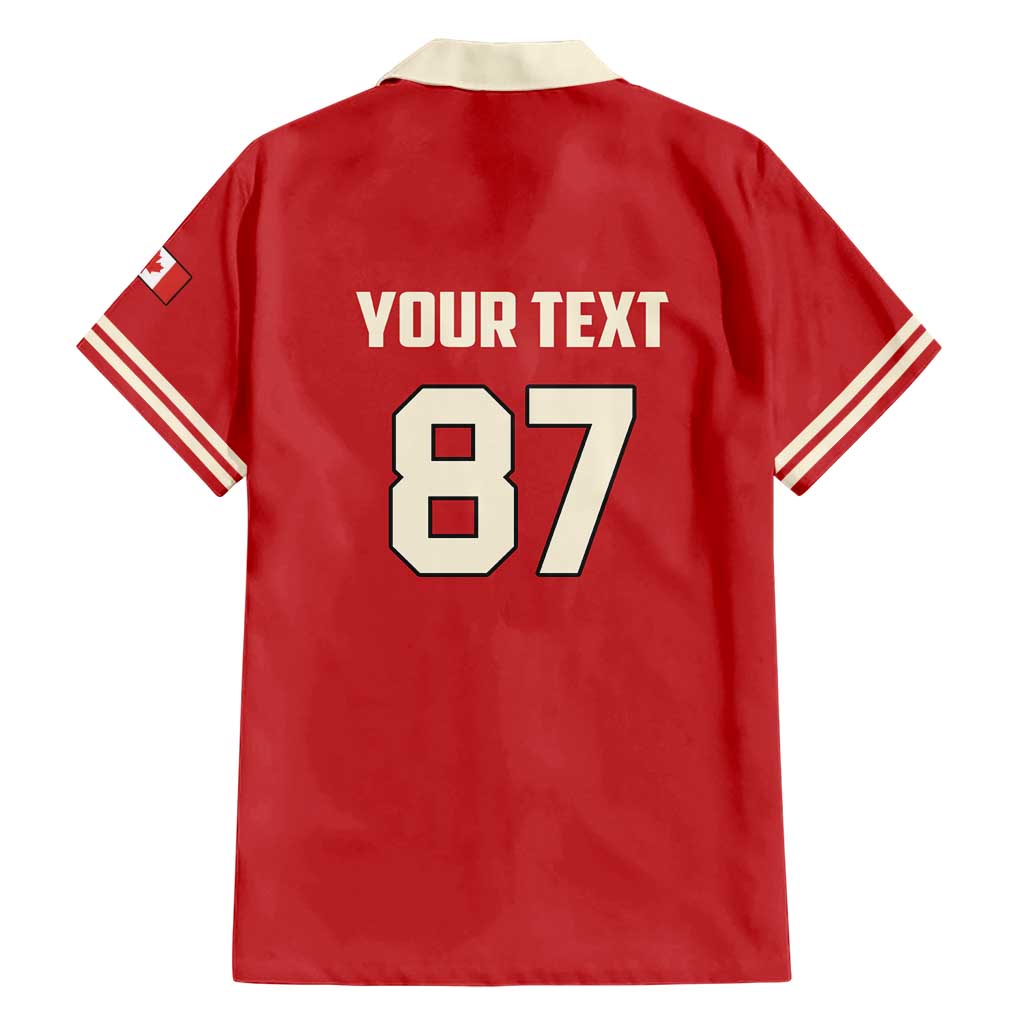 Custom Canada Hockey Family Matching Short Sleeve Bodycon Dress and Hawaiian Shirt Canada Team Go Champions