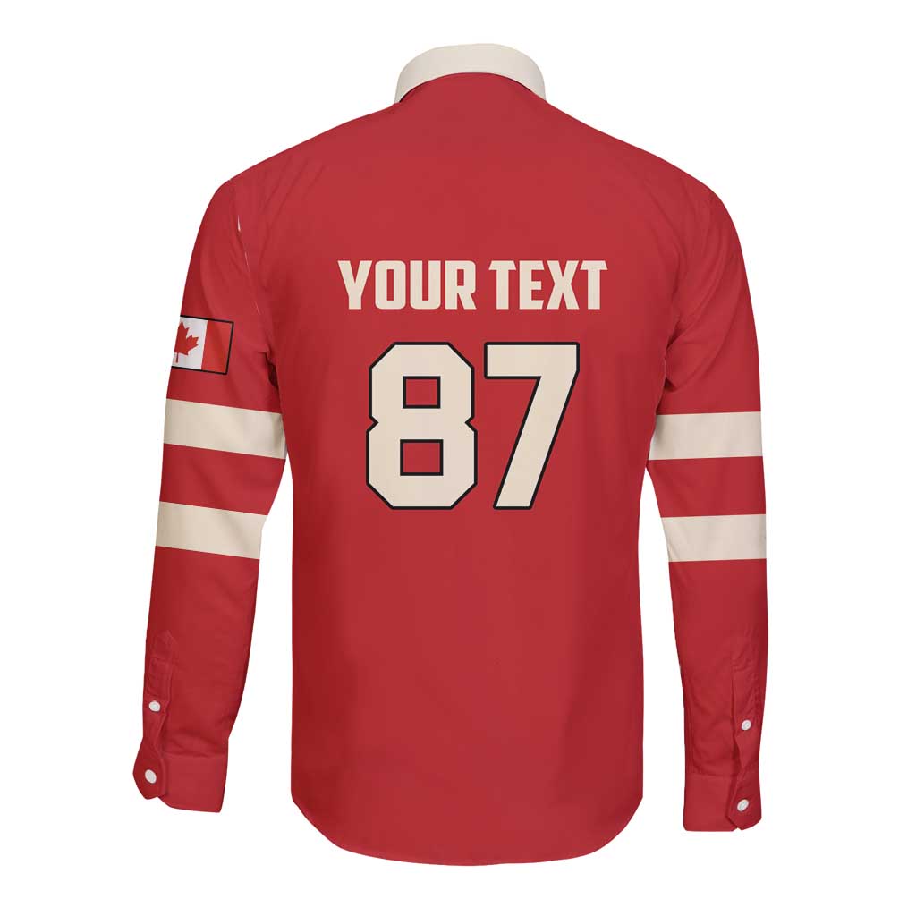 Custom Canada Hockey Long Sleeve Button Shirt Canada Team Go Champions