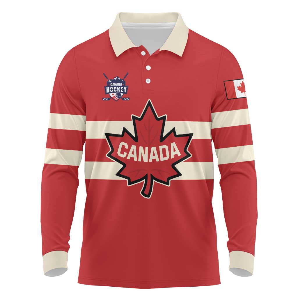 Custom Canada Hockey Long Sleeve Polo Shirt Canada Team Go Champions