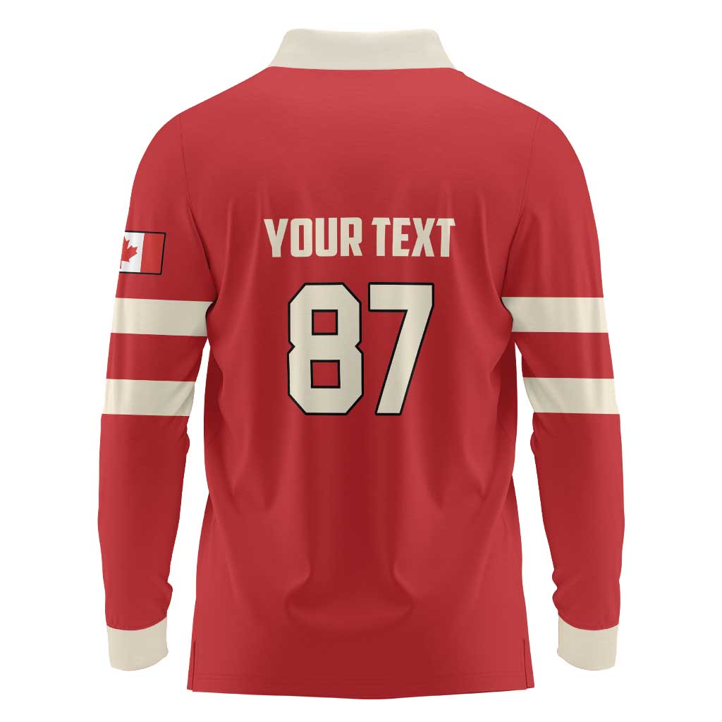 Custom Canada Hockey Long Sleeve Polo Shirt Canada Team Go Champions