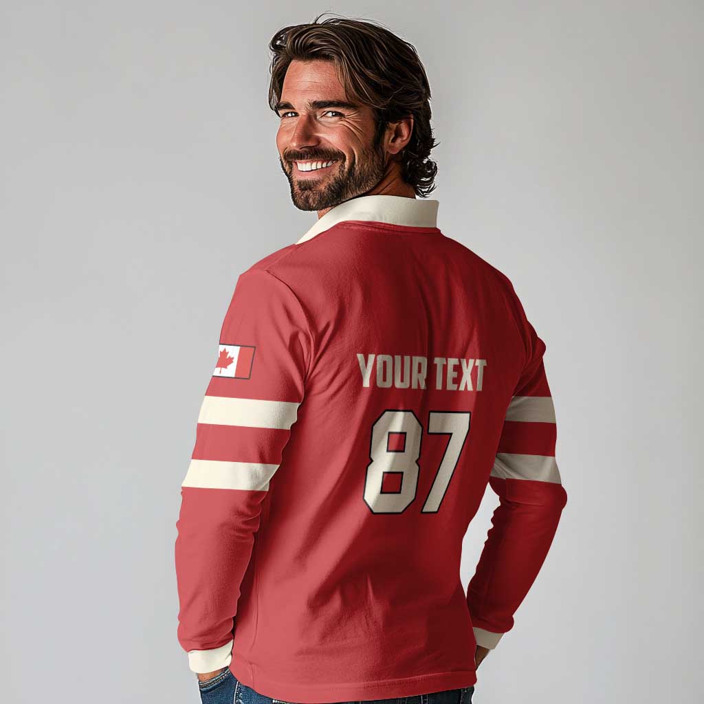 Custom Canada Hockey Long Sleeve Polo Shirt Canada Team Go Champions