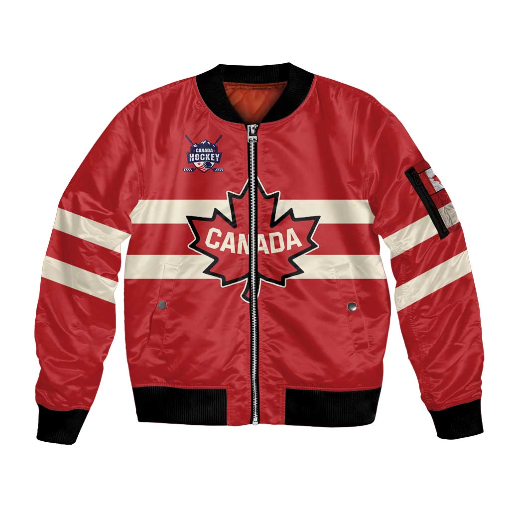 Custom Canada Hockey Sleeve Zip Bomber Jacket Canada Team Go Champions