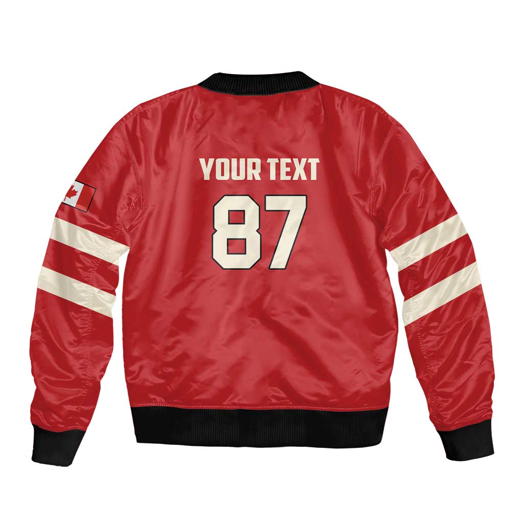 Custom Canada Hockey Sleeve Zip Bomber Jacket Canada Team Go Champions