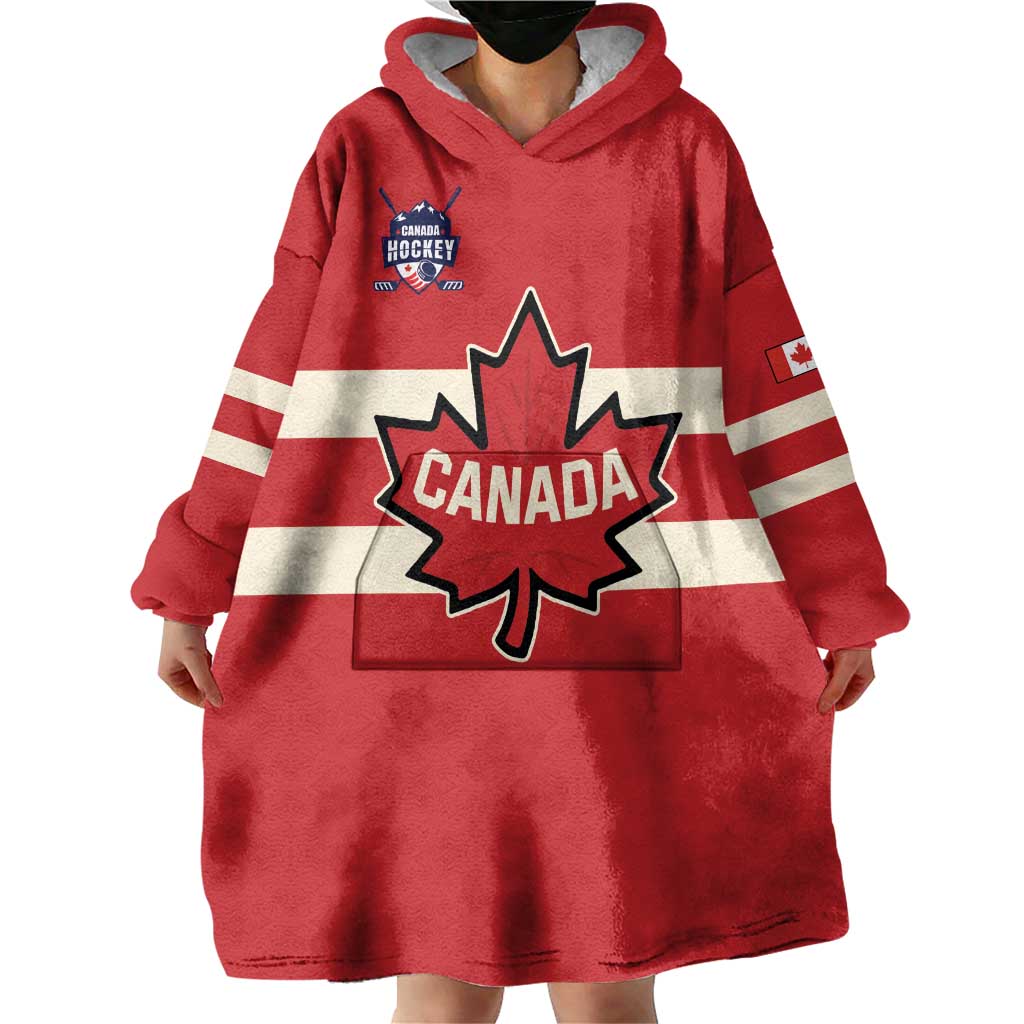 Custom Canada Hockey Wearable Blanket Hoodie Canada Team Go Champions