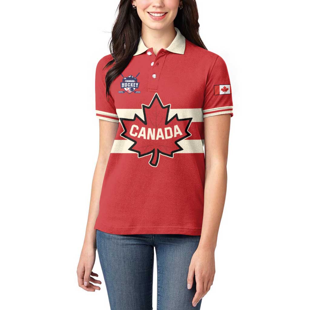 Custom Canada Hockey Women Polo Shirt Canada Team Go Champions