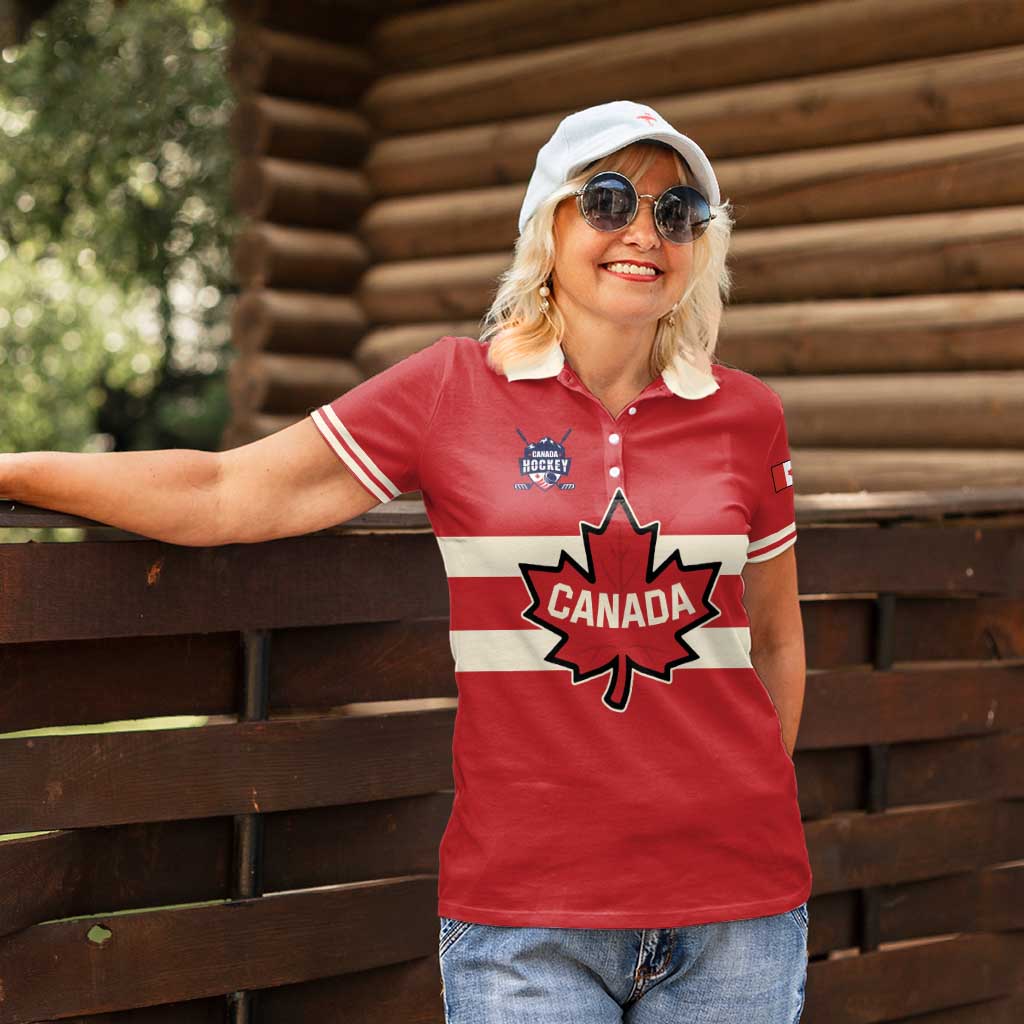 Custom Canada Hockey Women Polo Shirt Canada Team Go Champions