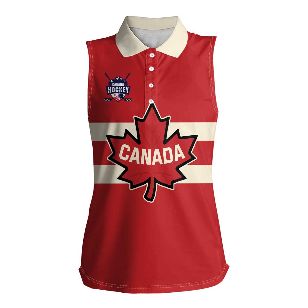 Custom Canada Hockey Women Sleeveless Polo Shirt Canada Team Go Champions
