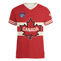 Custom Canada Hockey Women V-Neck T-Shirt Canada Team Go Champions