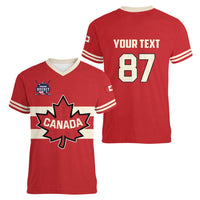 Custom Canada Hockey Women V-Neck T-Shirt Canada Team Go Champions