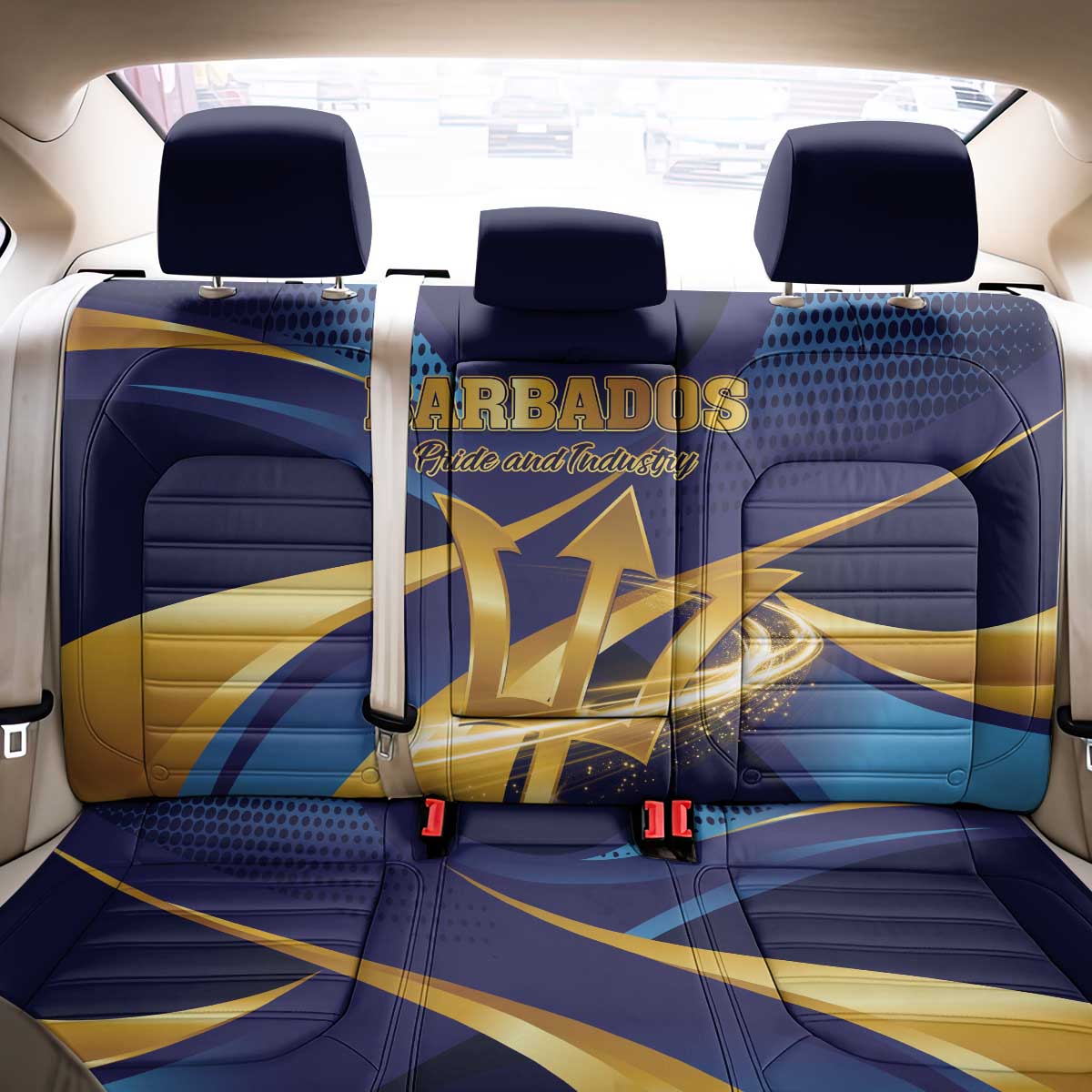Barbados Gold Trident Back Car Seat Cover Luxury Style