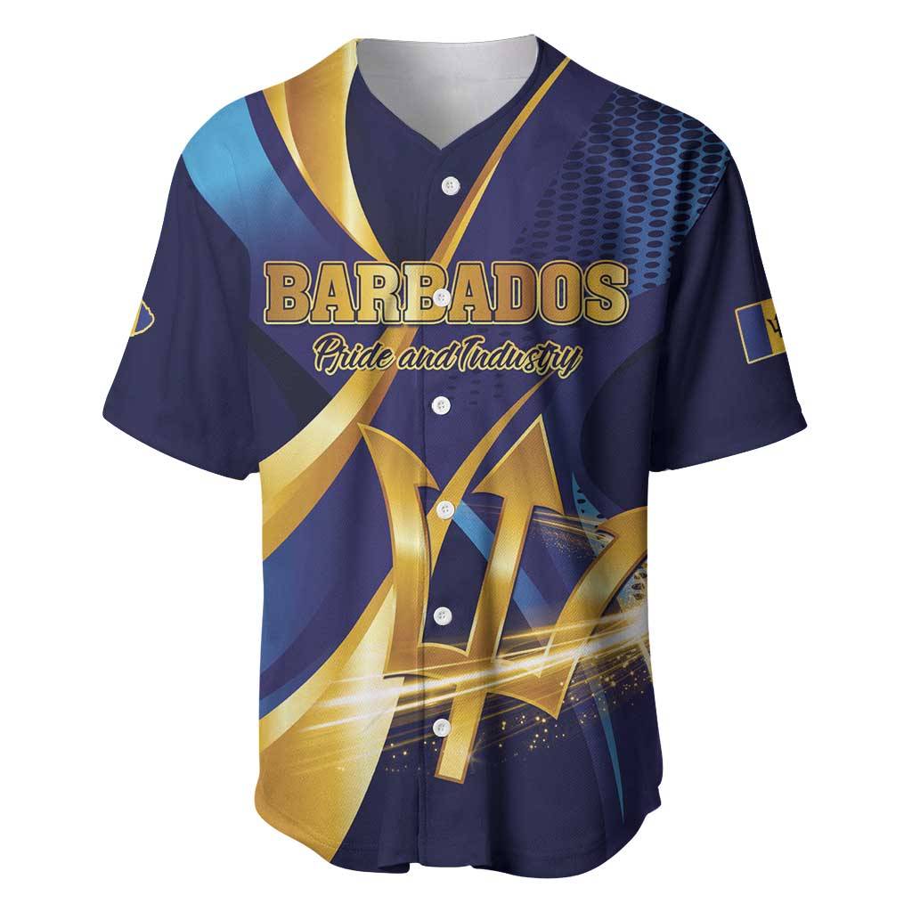 Personalized Barbados Gold Trident Baseball Jersey Luxury Style