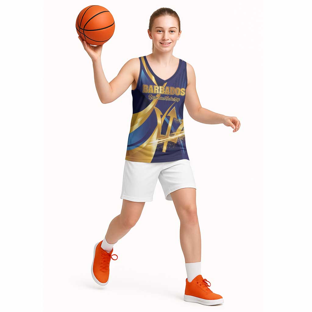 Personalized Barbados Gold Trident Basketball Jersey Luxury Style