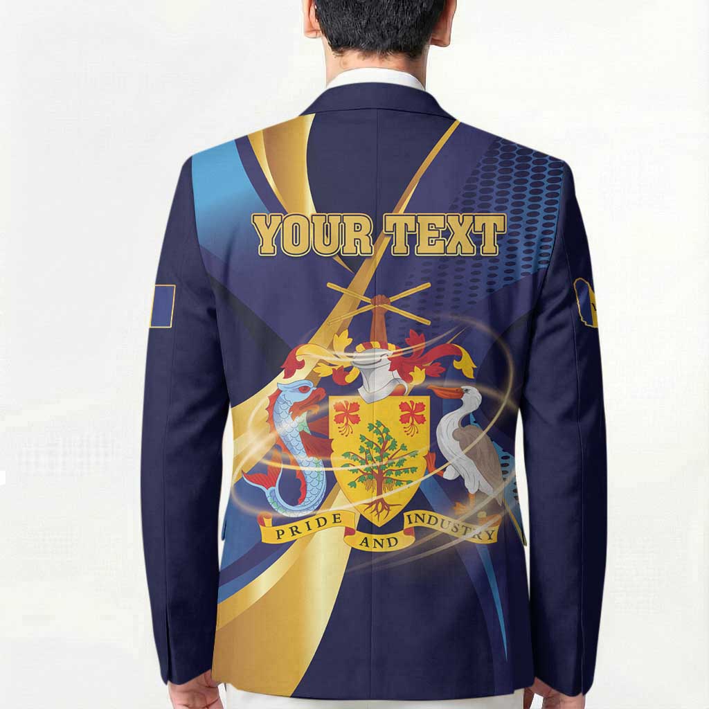 Personalized Barbados Gold Trident Blazer Luxury Style