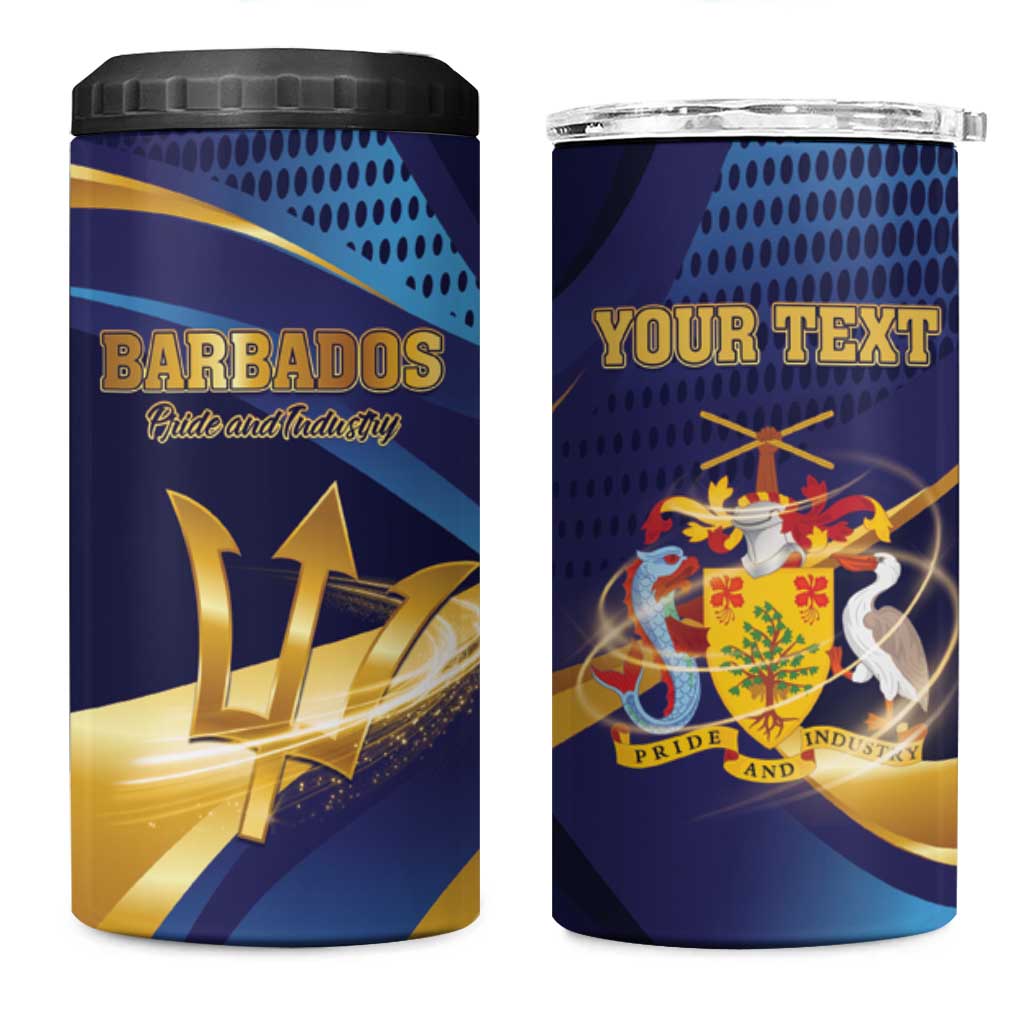 Personalized Barbados Gold Trident 4 in 1 Can Cooler Tumbler Luxury Style