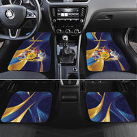 Personalized Barbados Gold Trident Car Mats Luxury Style