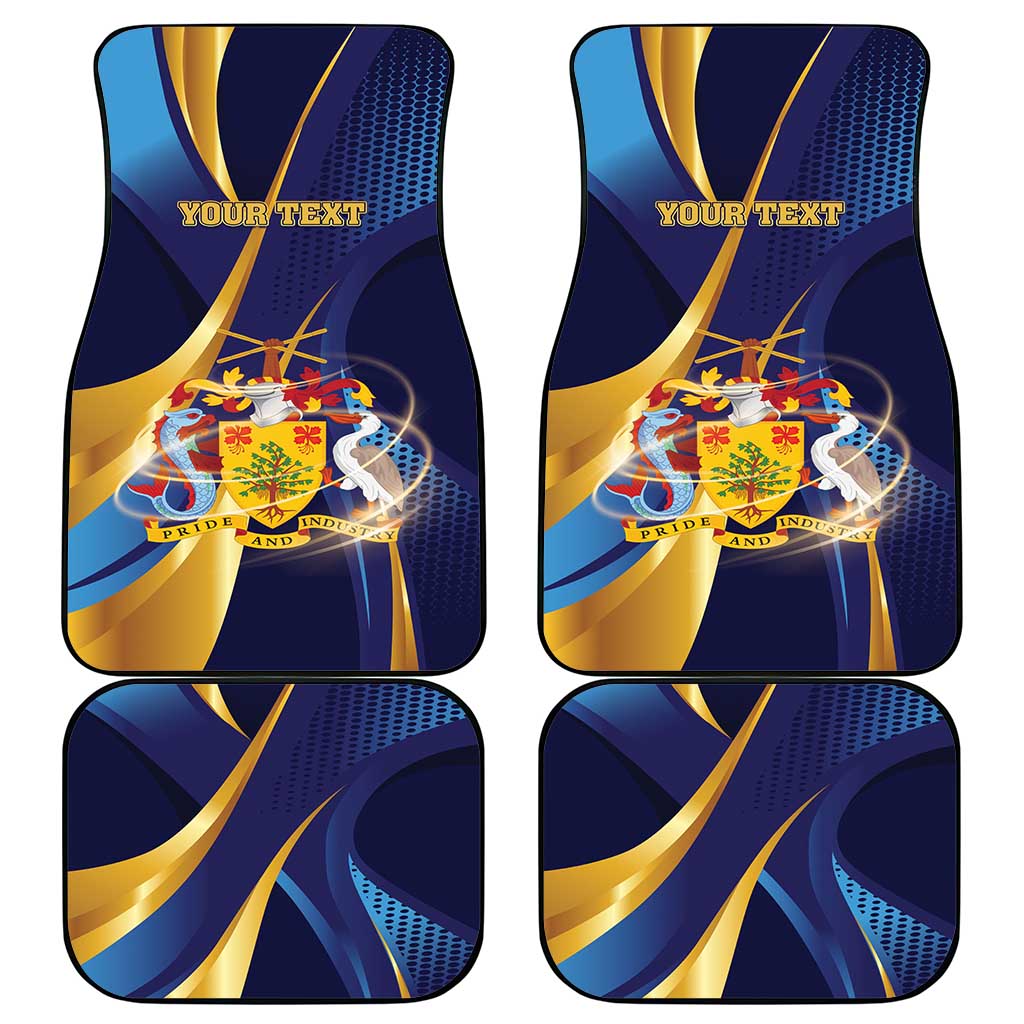 Personalized Barbados Gold Trident Car Mats Luxury Style